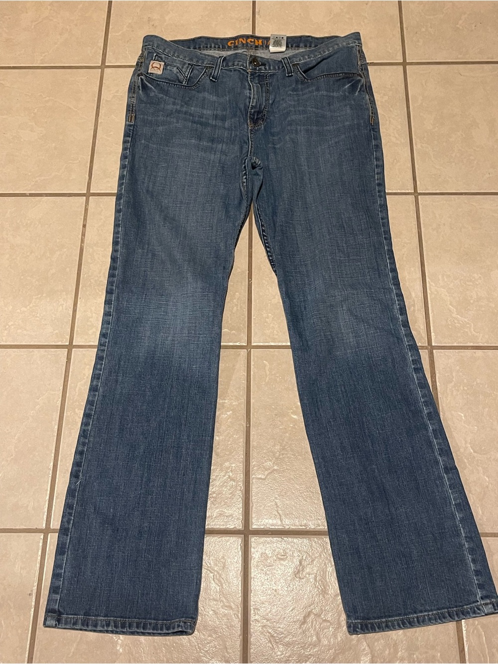 Cinch Men’s Blue Denim Bootcut Relaxed Fit Jeans in 35X34